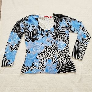 🐢Paisley & leopard print sweater by RED sz M